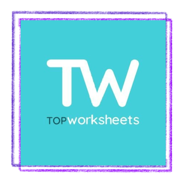 Topworksheets logo con marco morado