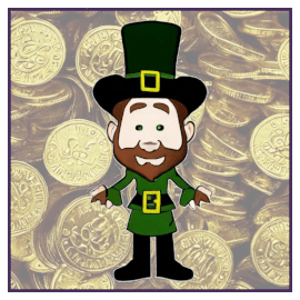 leprechaun o duende irlandés sobre un fondo de monedas de oro